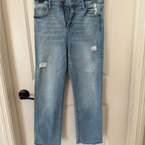 Carly Jean Los Angeles Light Blue Distressed Cropped Jeans - Chrissy jeans
